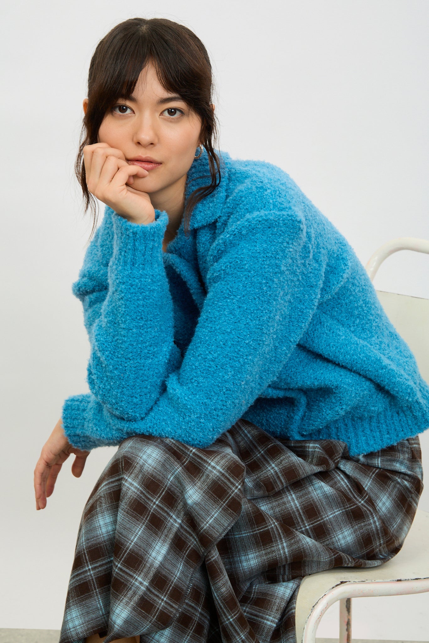 Bright blue double breasted cardigan_5