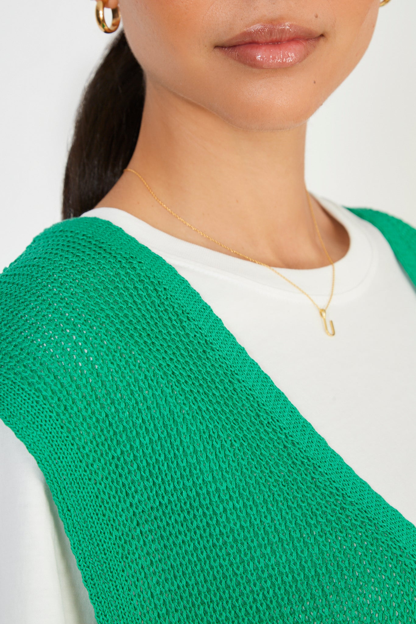 Bright green button front sweater vest_3