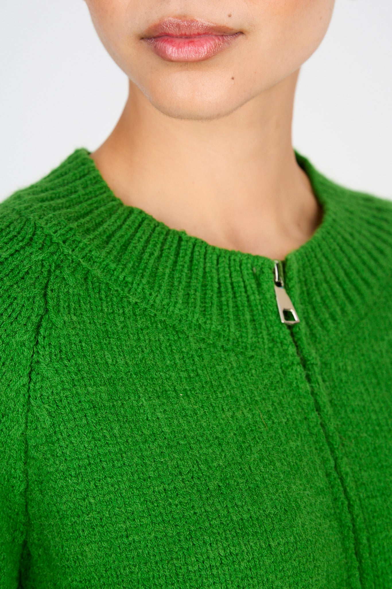 Bright green double zip cardigan_4