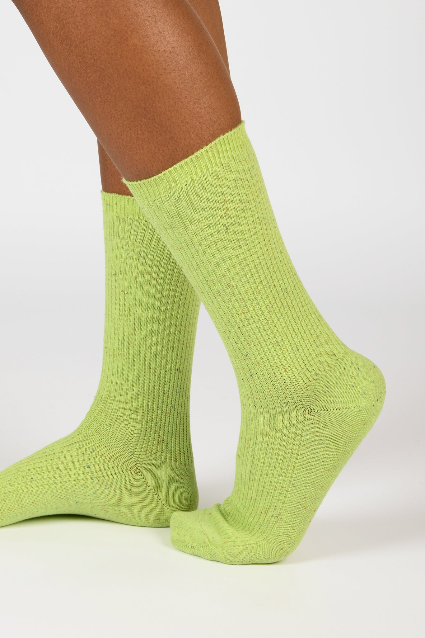 Bright green rainbow fleck ribbed socks_3