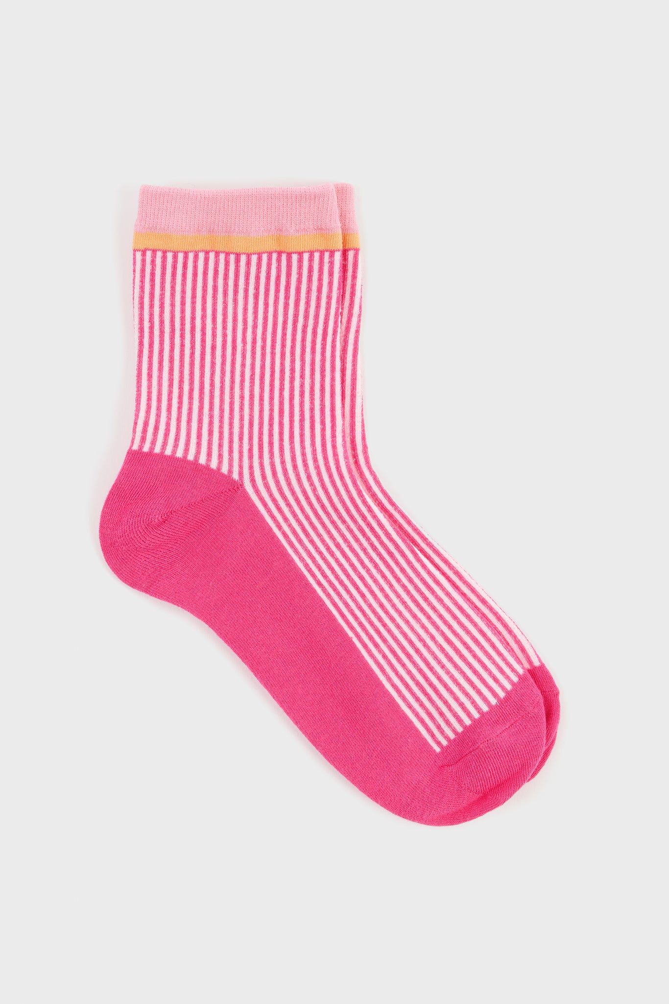 Bright pink ribbed light blue trim socks_3