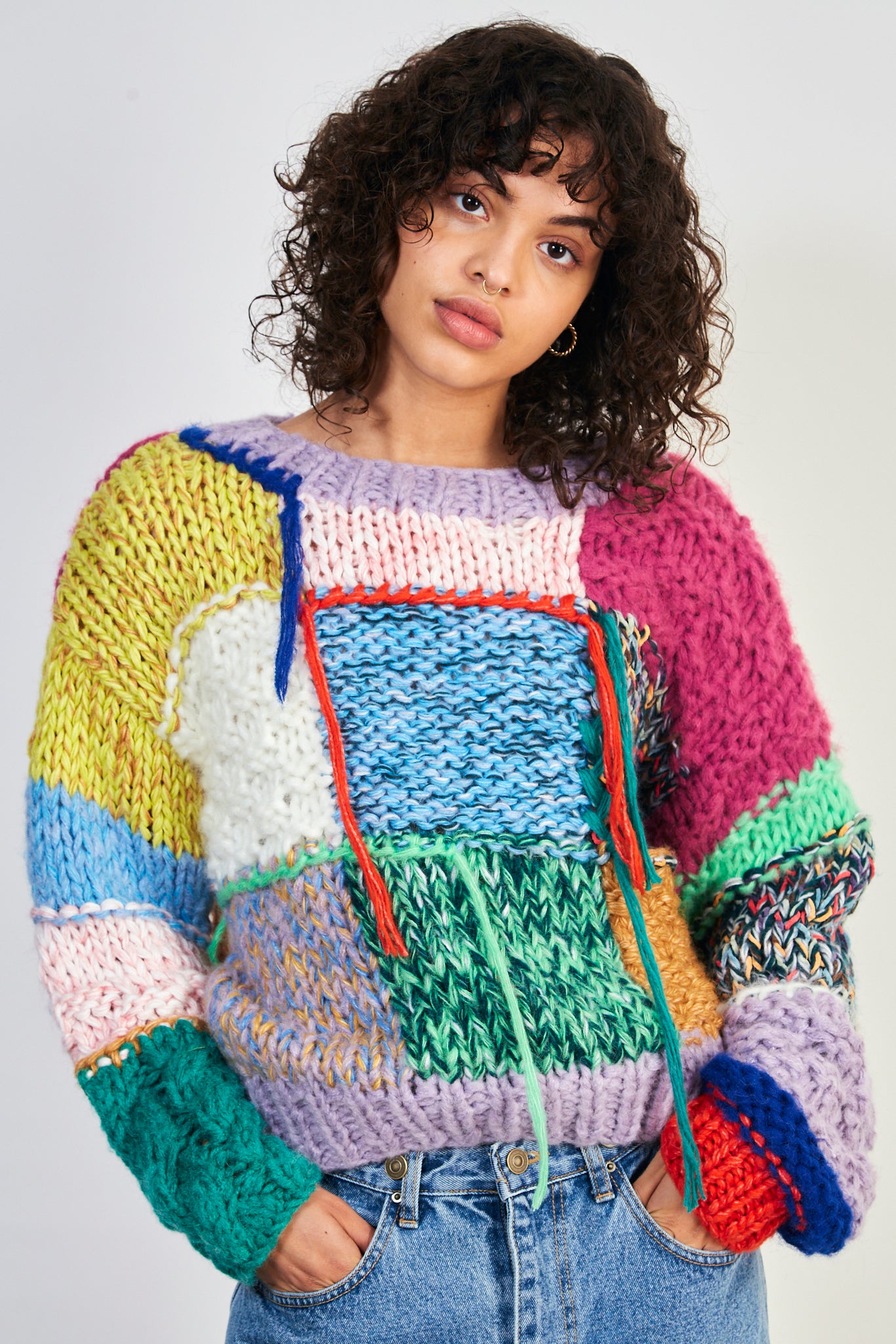 Bright rainbow patchwork jumper_2