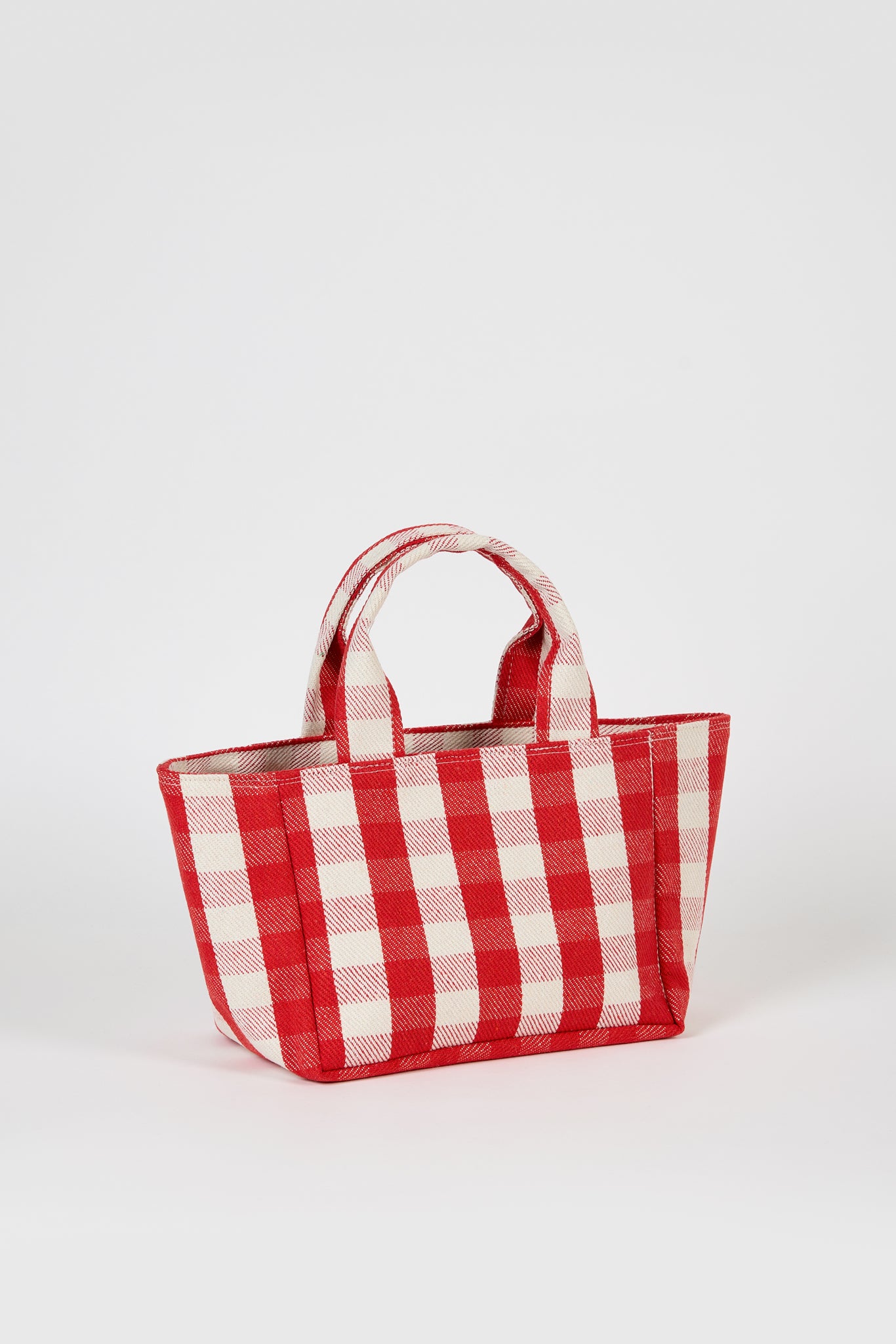 Bright red giant check mini tote bag_2