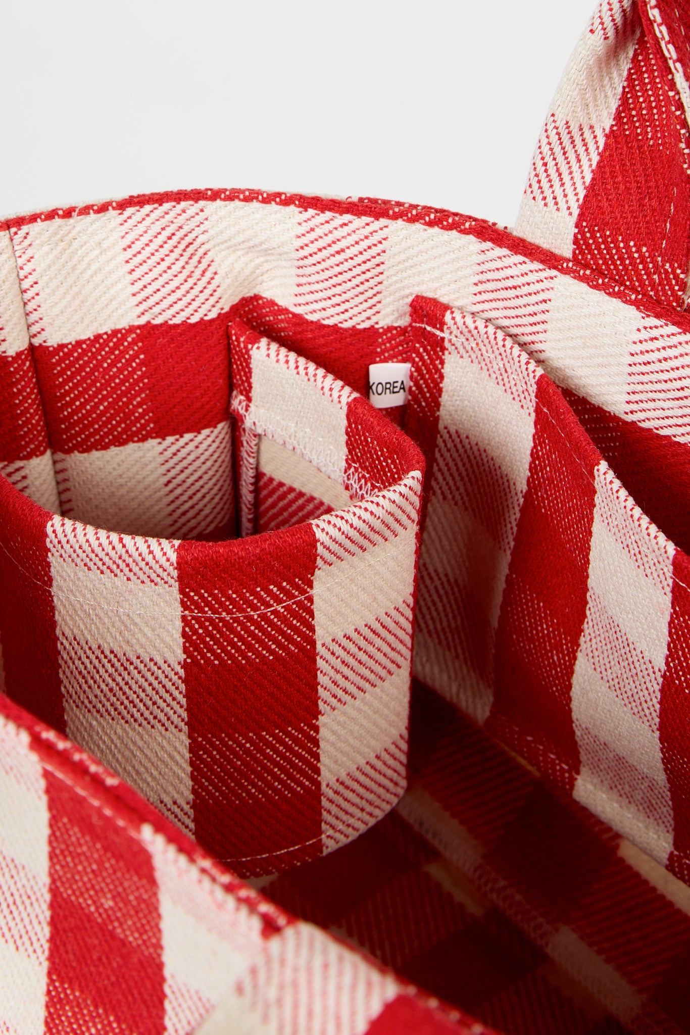 Bright red giant check mini tote bag_5
