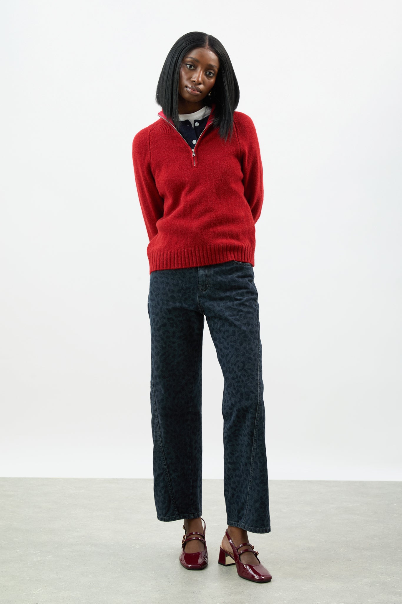 Bright red zip front jumper_4