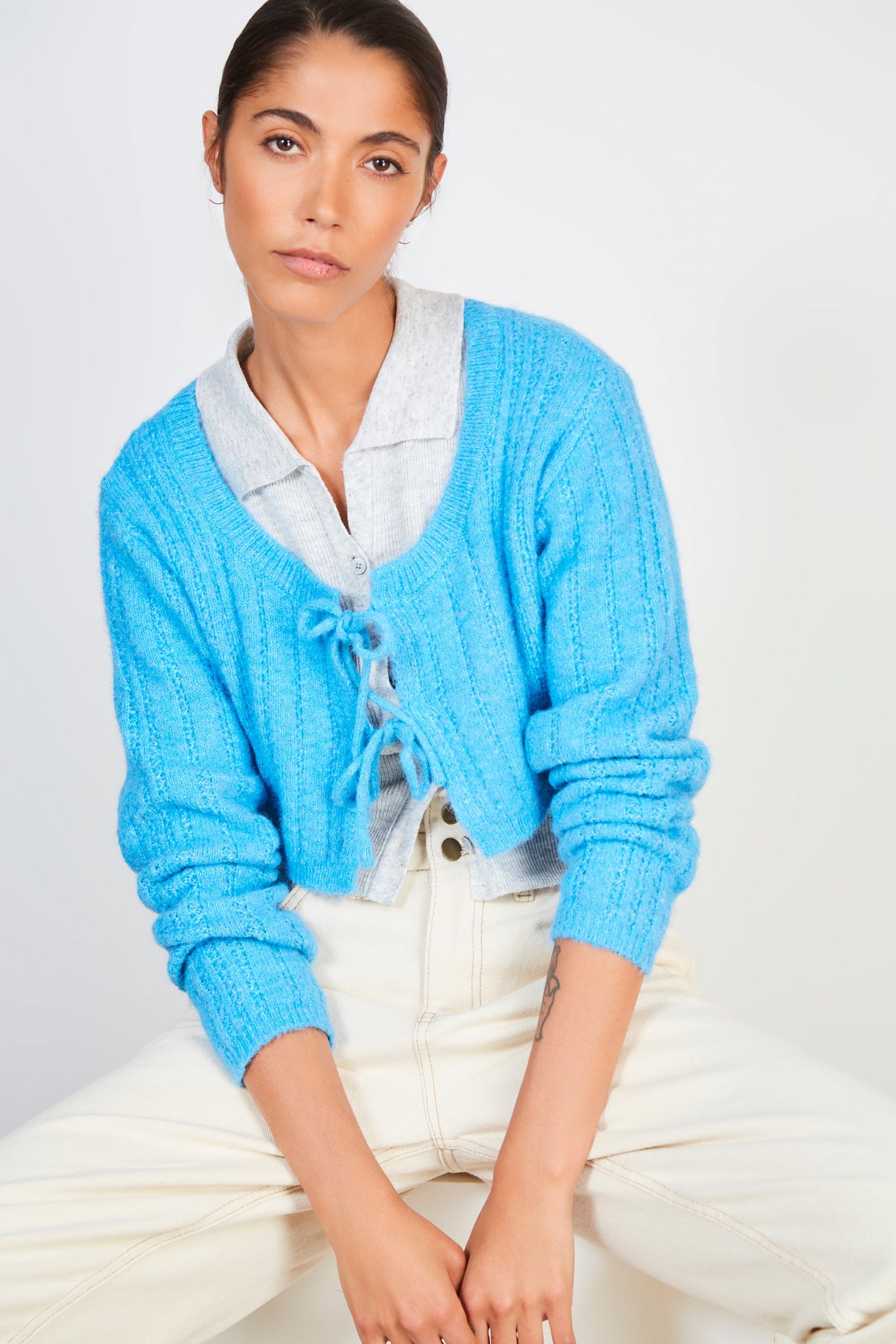 Bright blue double tie cardigan_4