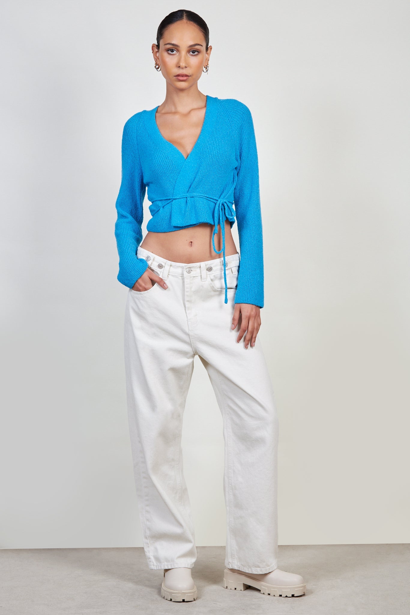 Bright blue wrap waist cardigan_2