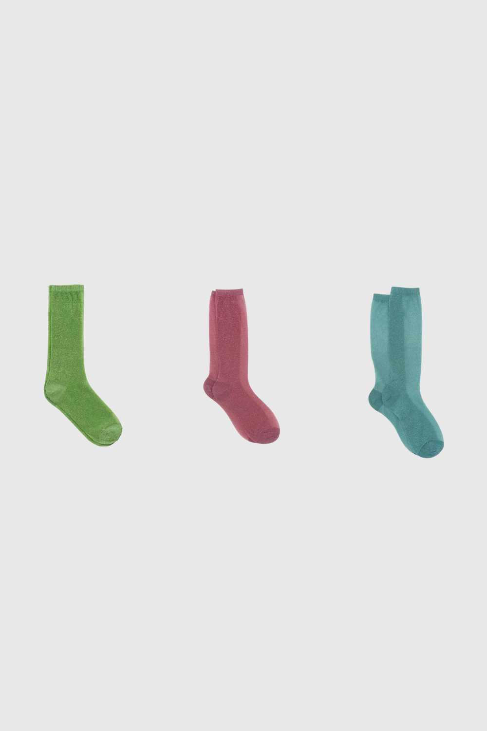 Bright glitter superstar long socks - Set of 3