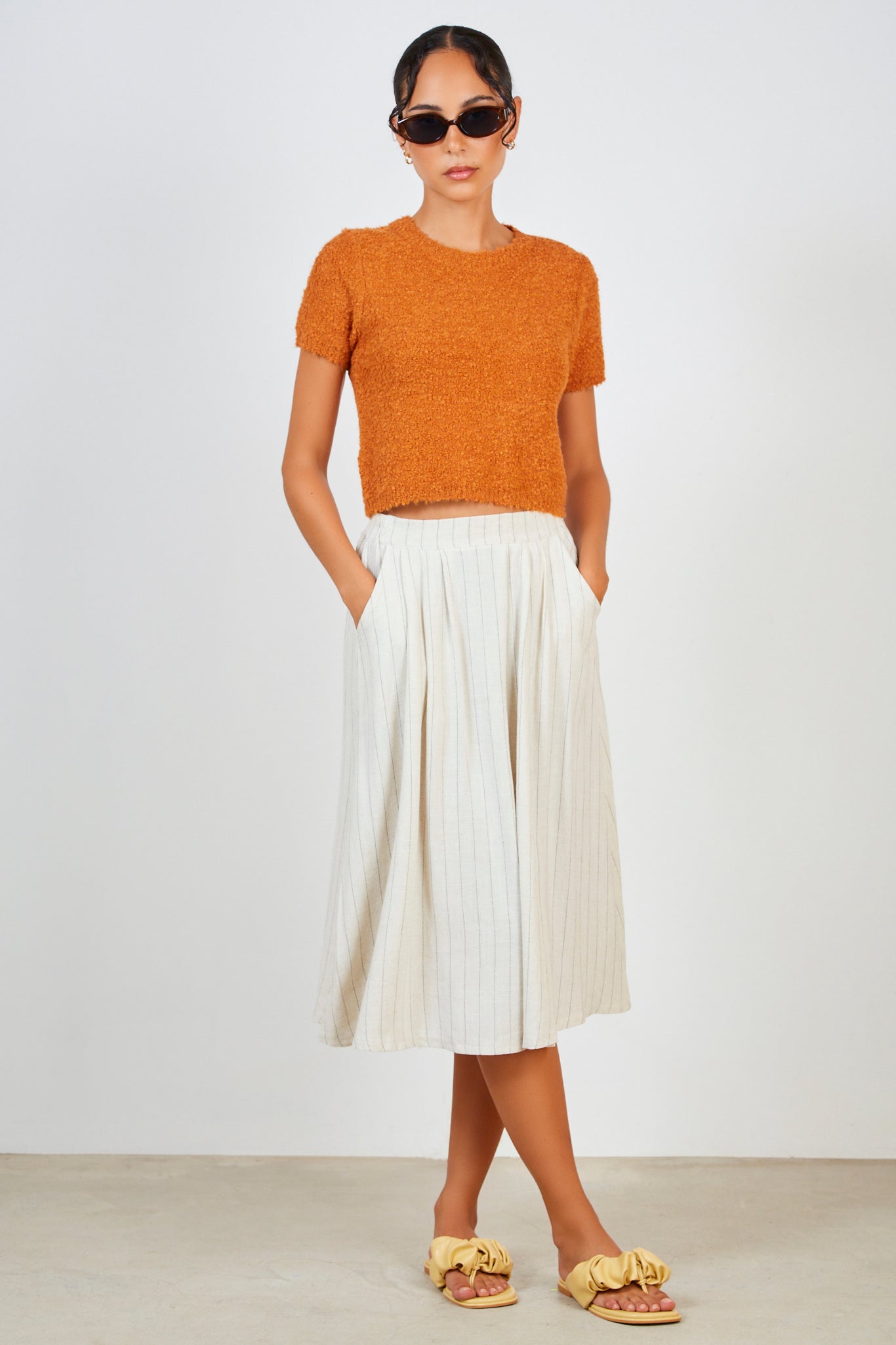 Bright orange textured poodle knit tee_4