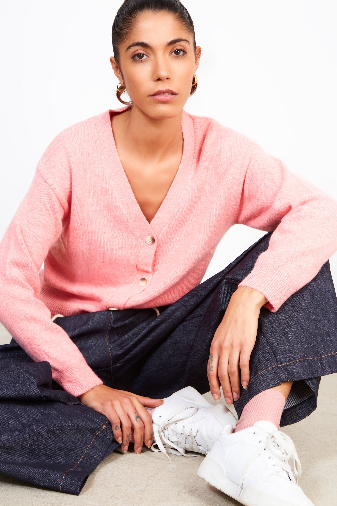 Bright pink alpaca blend cardigan_5