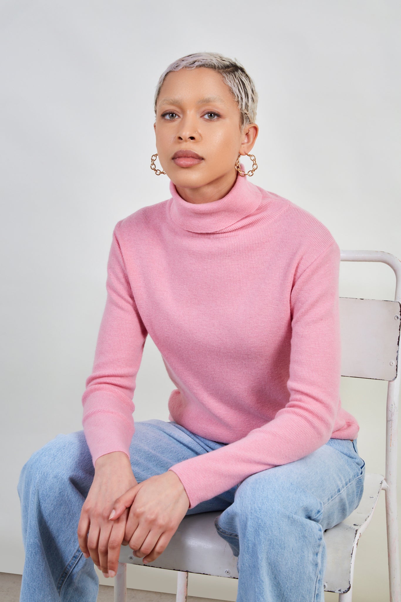 Bright pink cashmere blend turtleneck_5