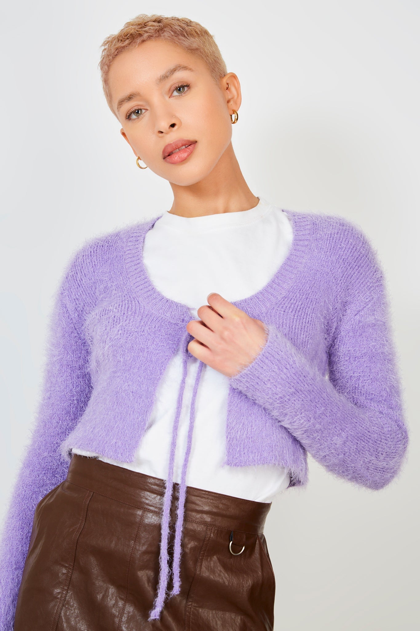 Bright purple tie front cardigan_4