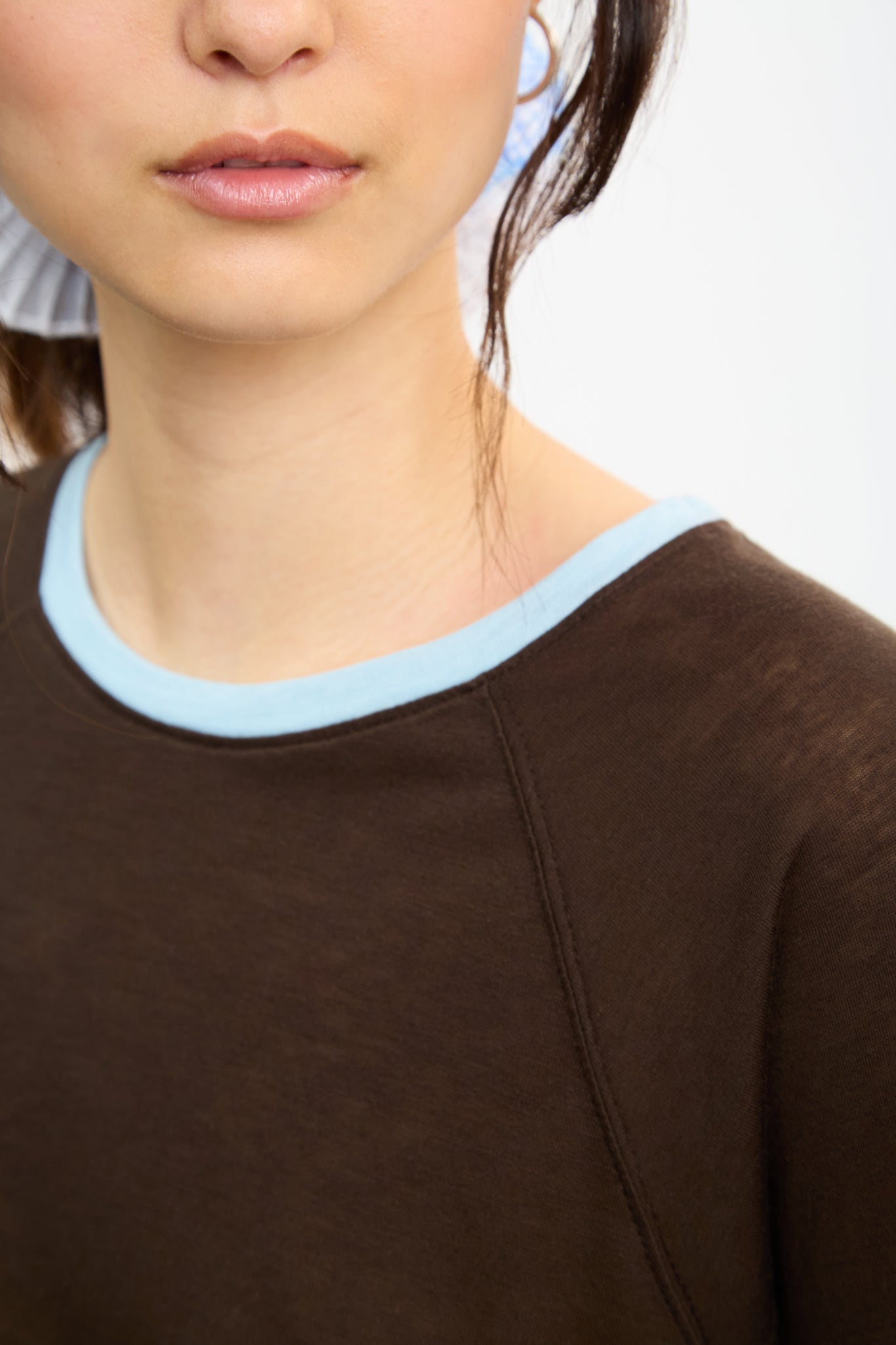 Brown and blue raglan layered tee_3
