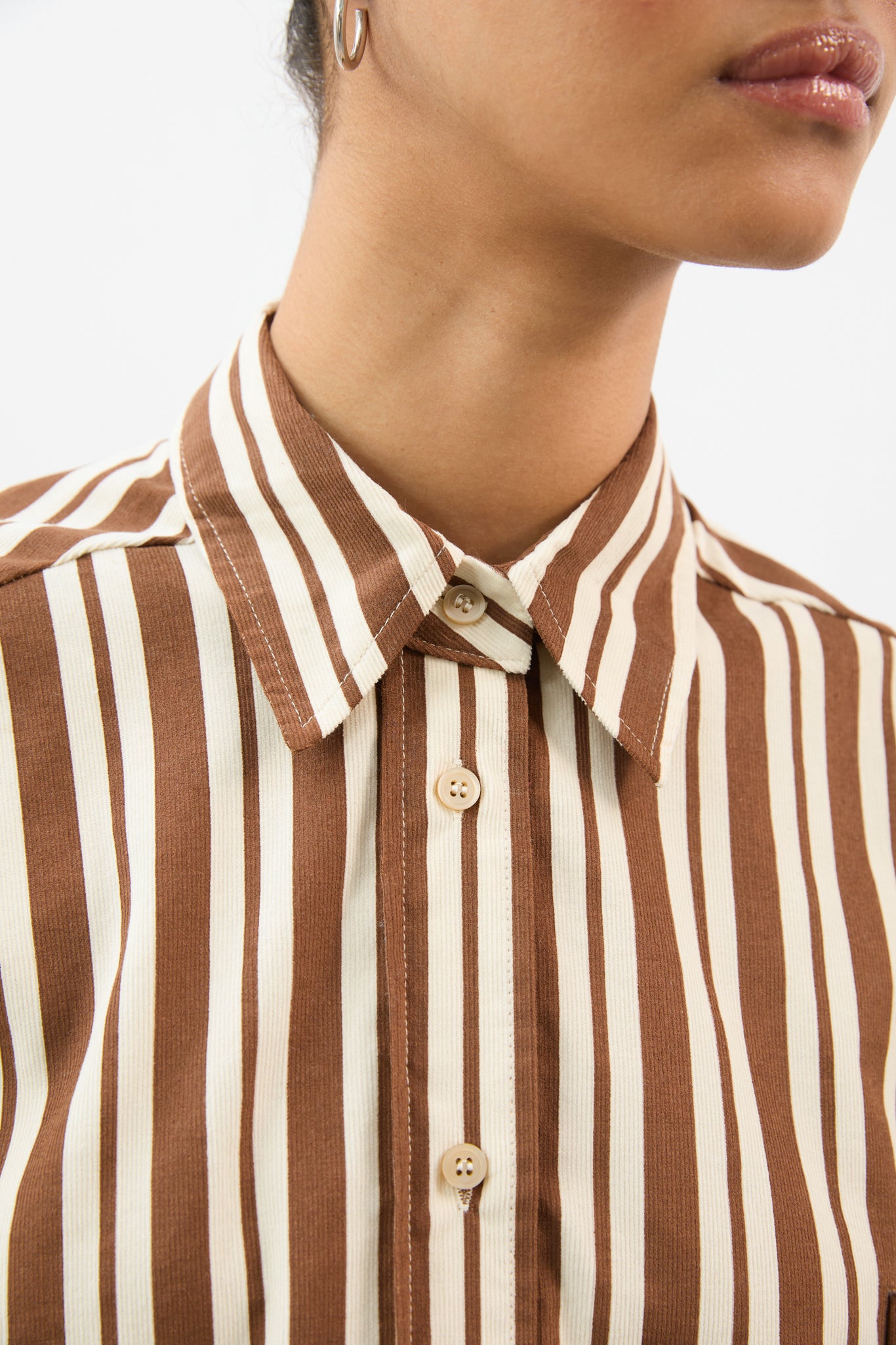 Brown and ivory multi striped oversized shirt_4