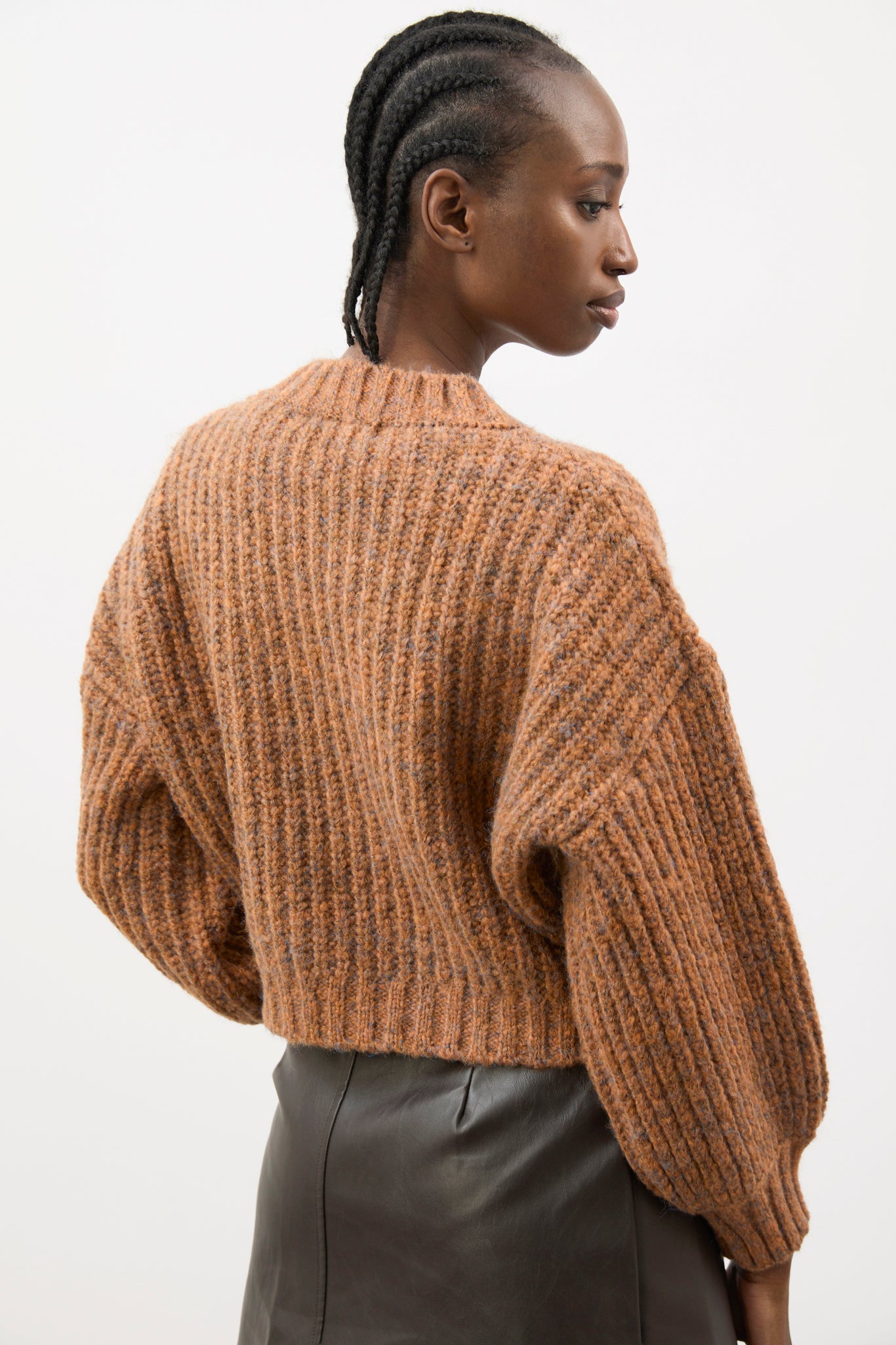 Brown flecked chunky knit cropped jumper_2