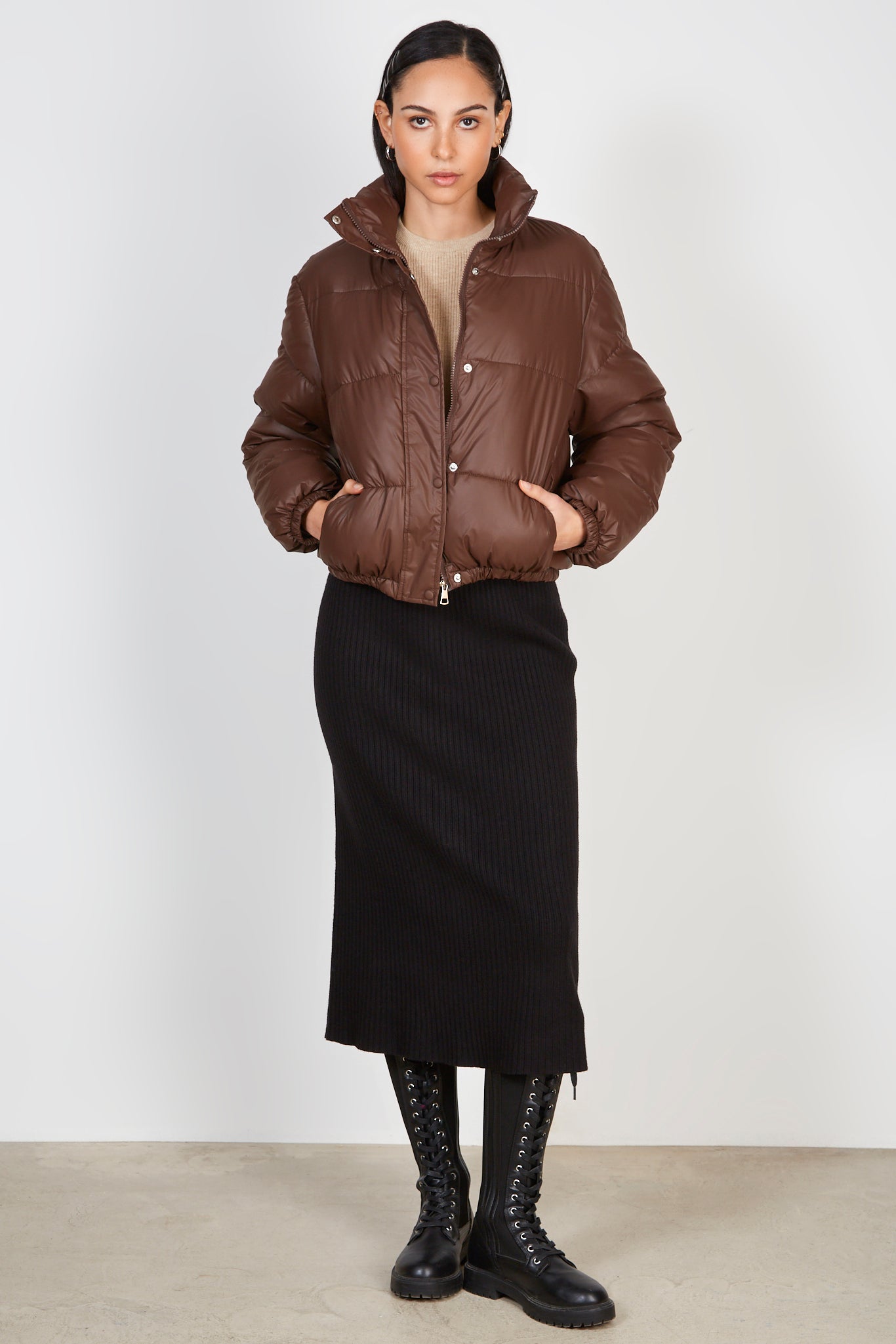 Brown short puffer jacket_6