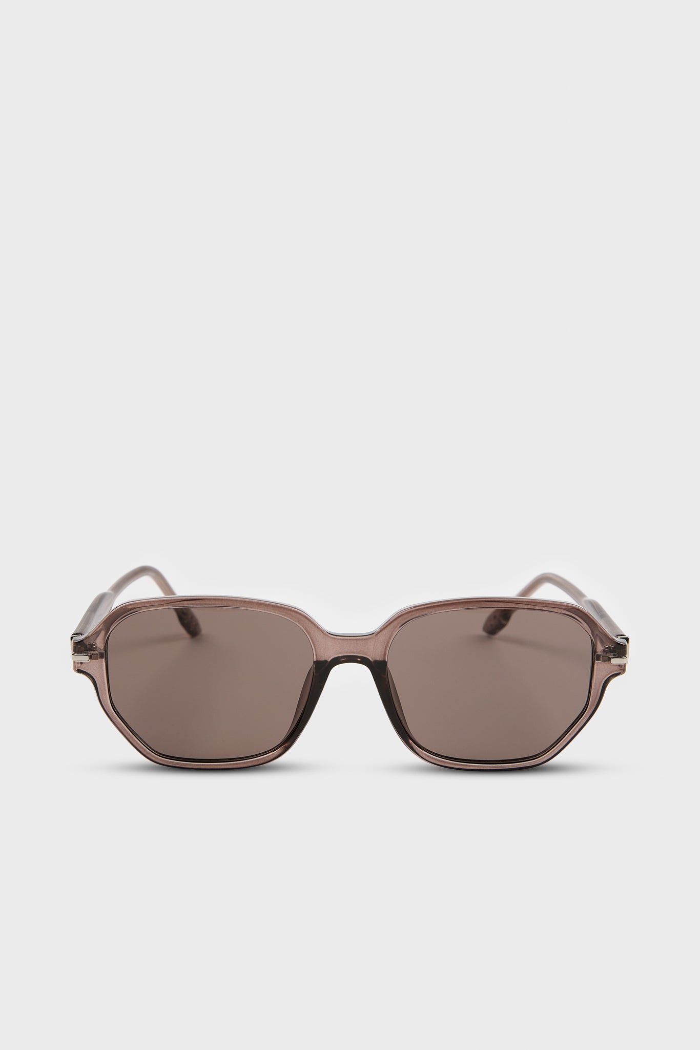 Brown tinted geometric aviator sunglasses_1