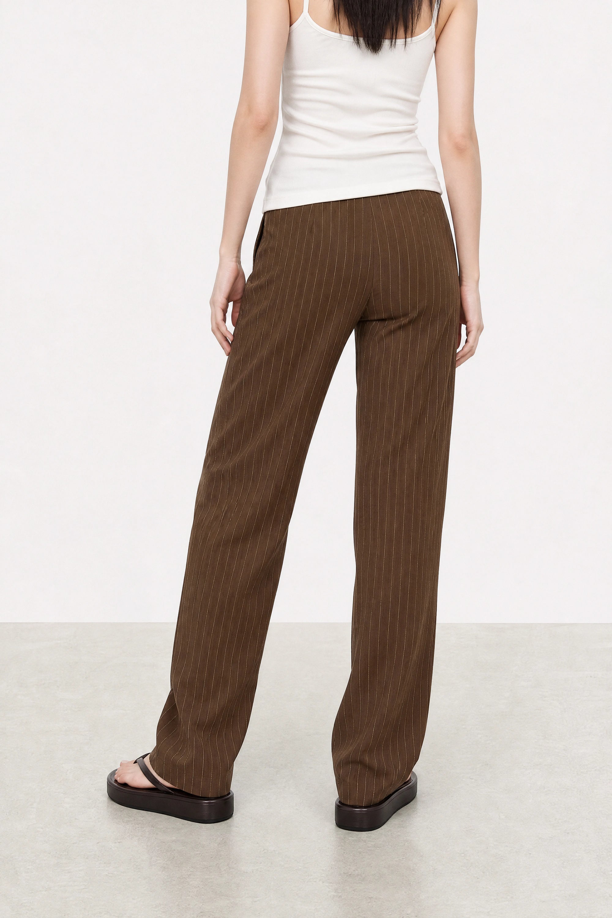 Brown and ivory pinstriped tailored trousers_3