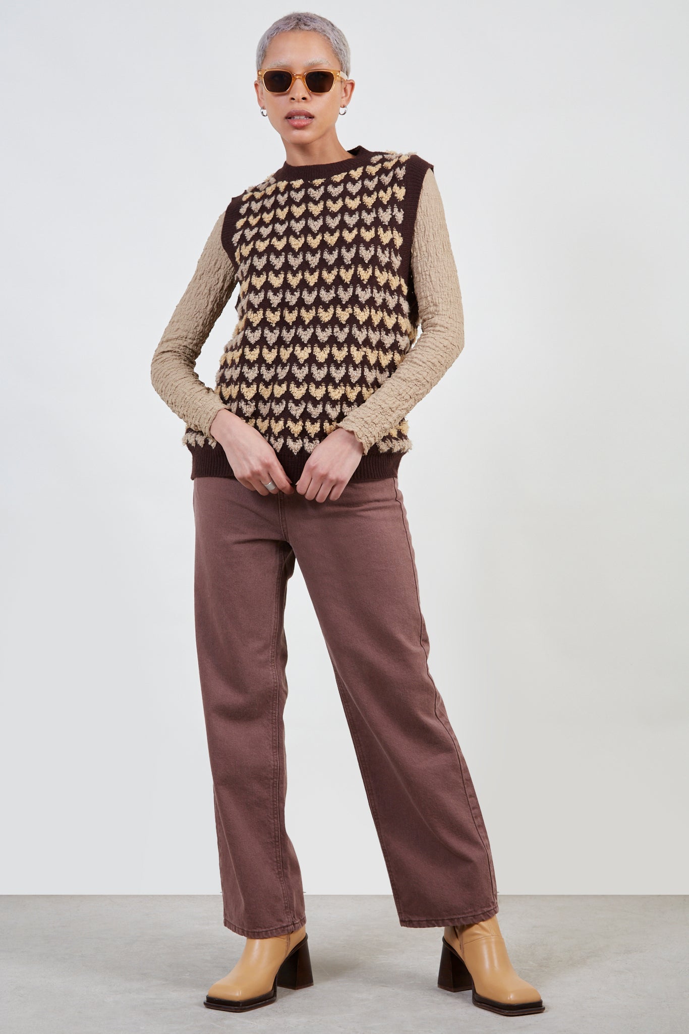 Brown and yellow heart sweater vest_2