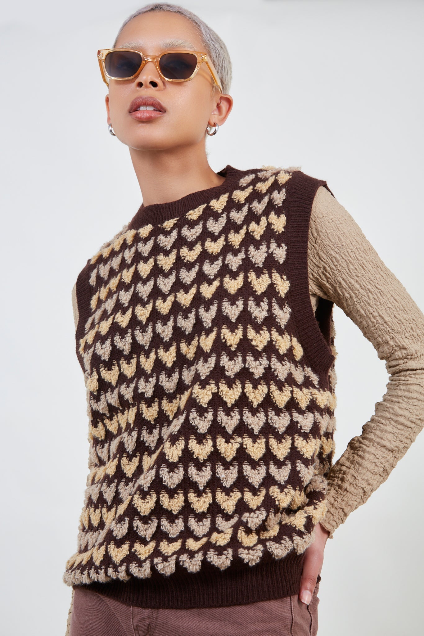 Brown and yellow heart sweater vest_3