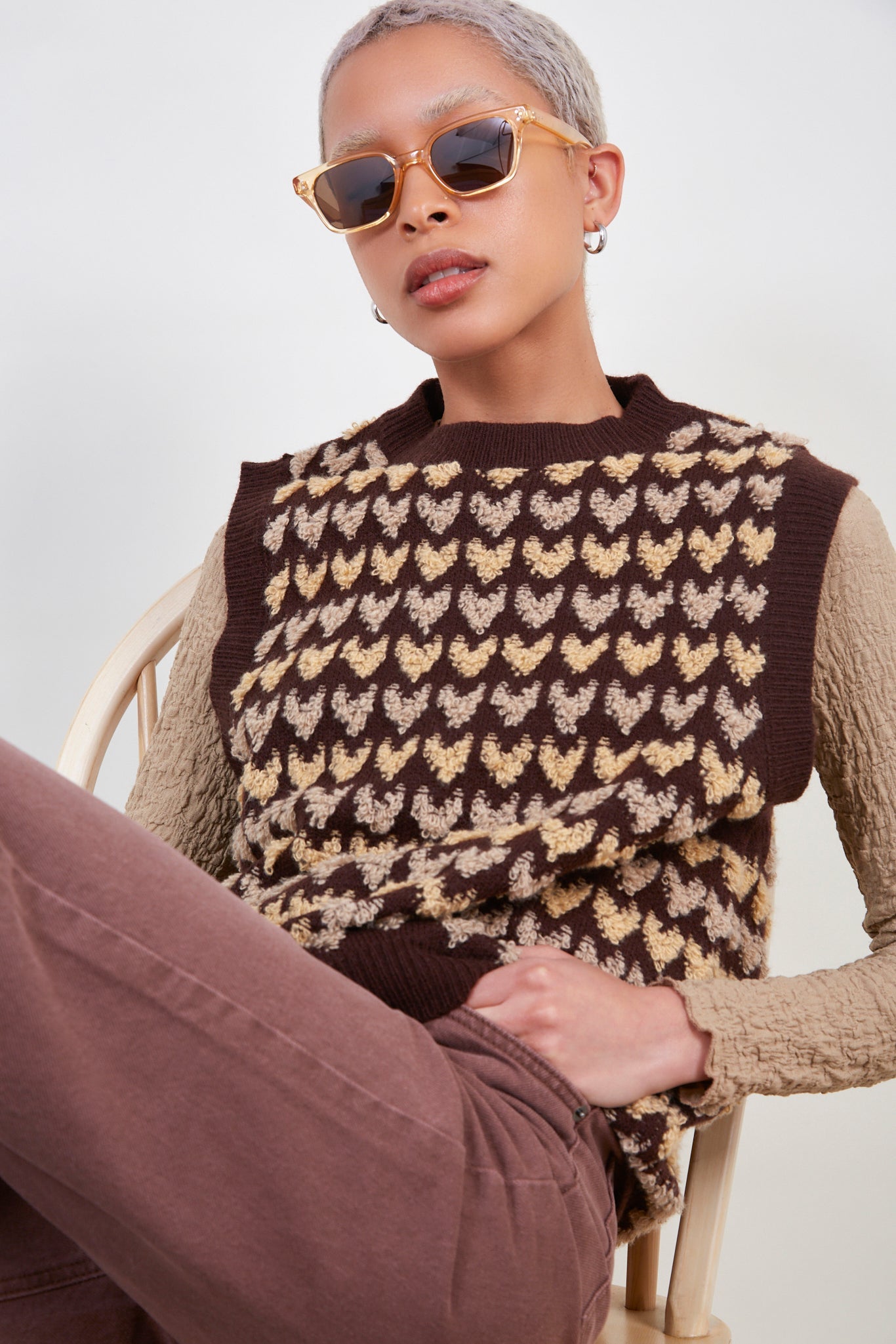 Brown and yellow heart sweater vest_1