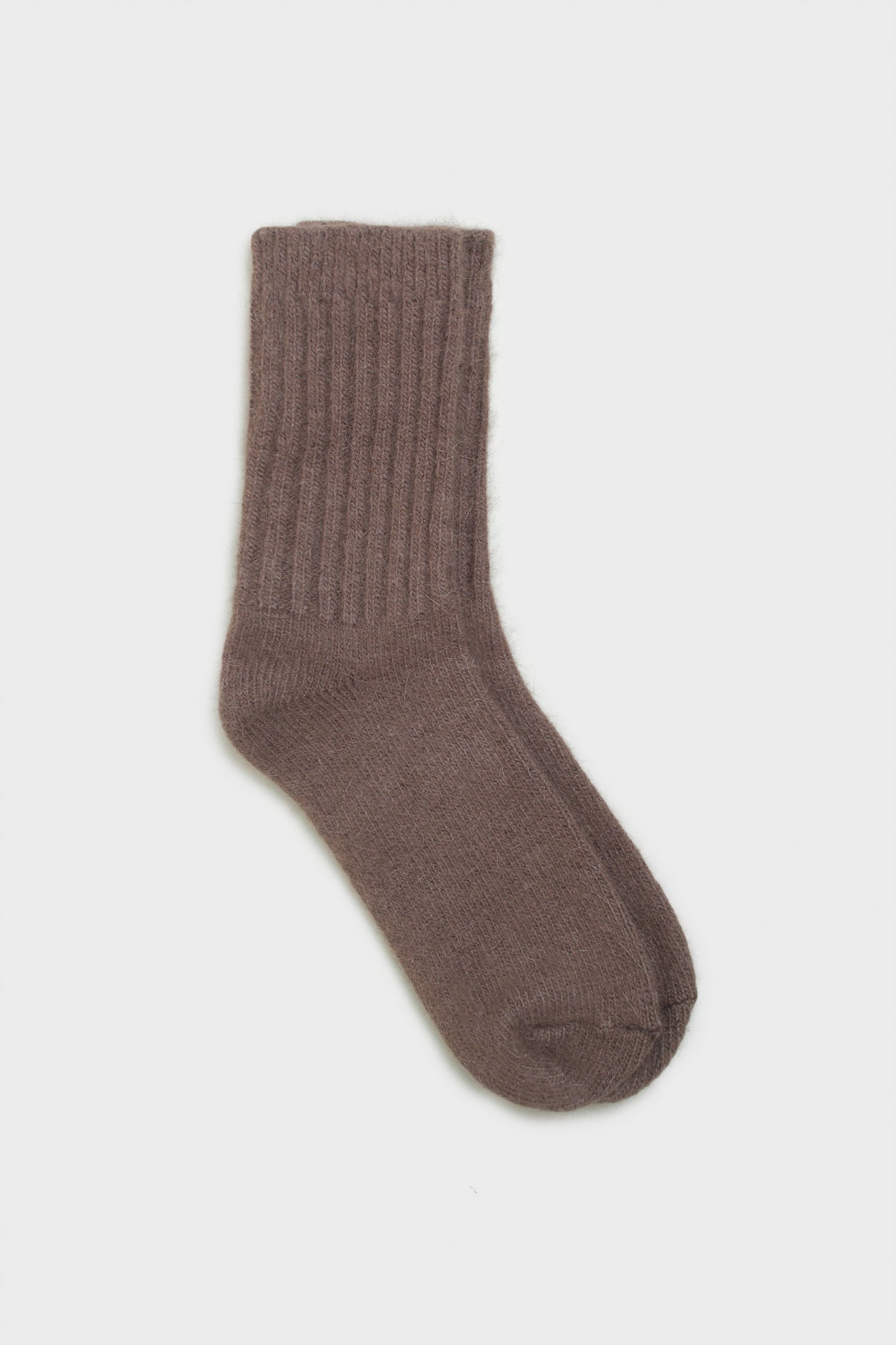 Brown angora ribbed socks_1