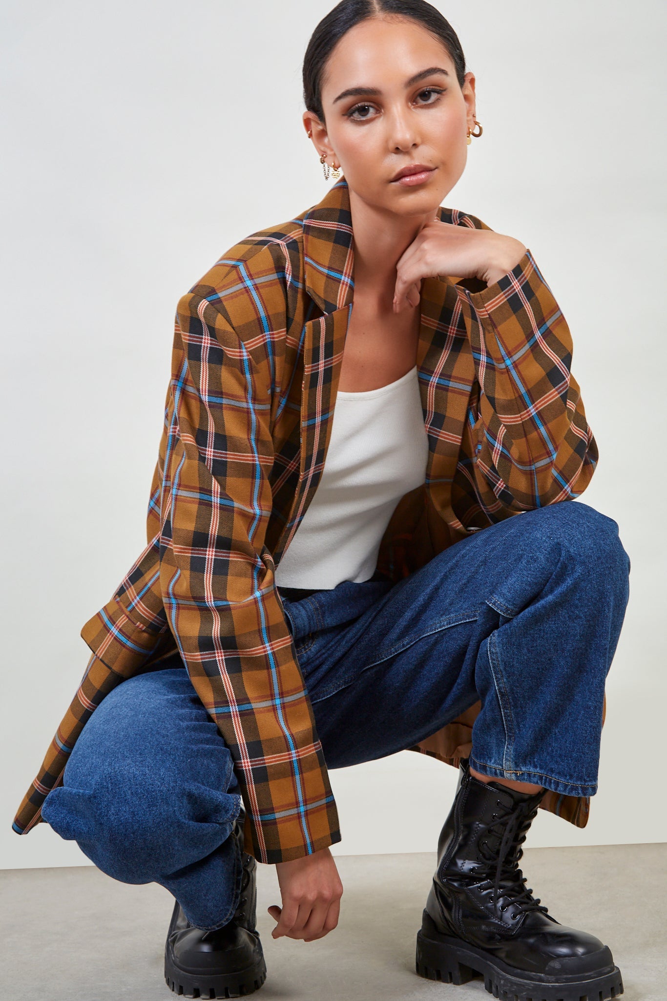 Brown bold checked jacket_5