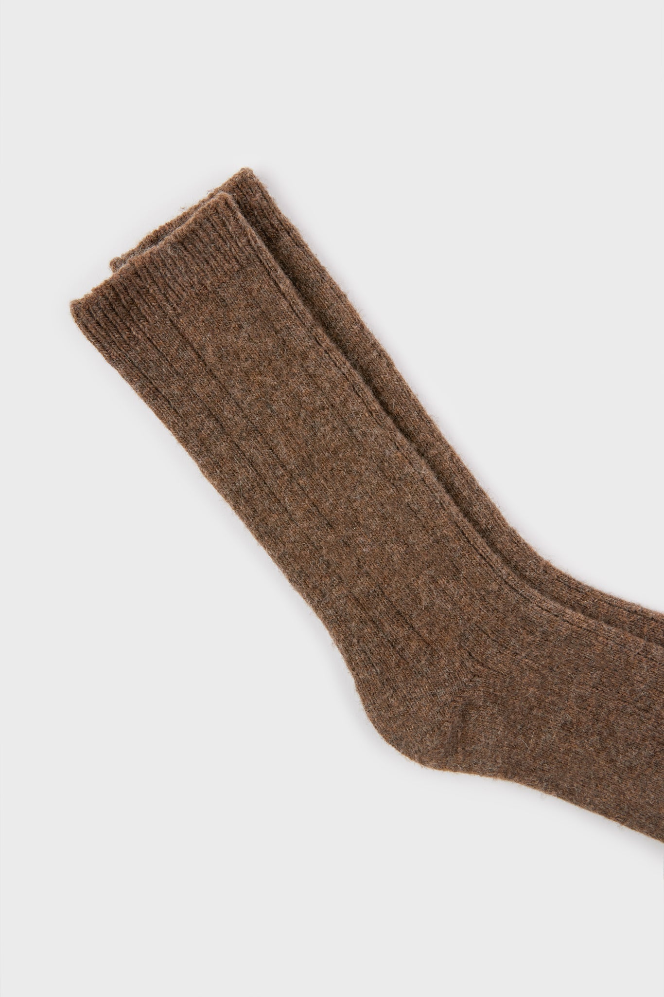 Brown cashmere wool blend thick ribbed socks_3