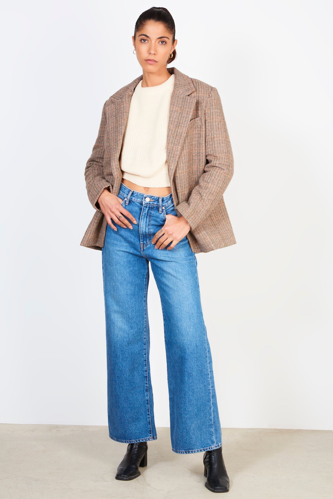 Brown herringbone blazer_4