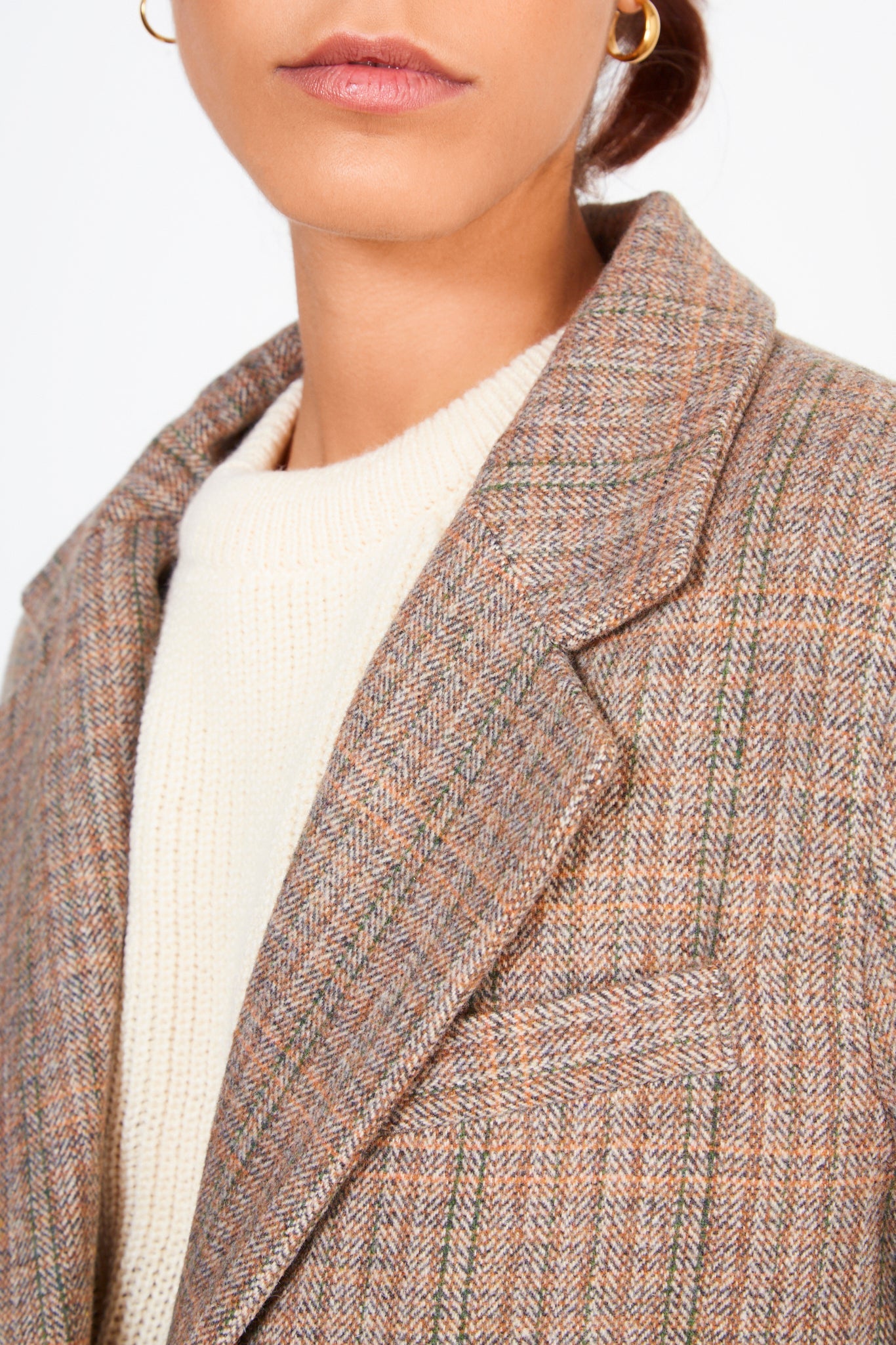 Brown herringbone blazer_5