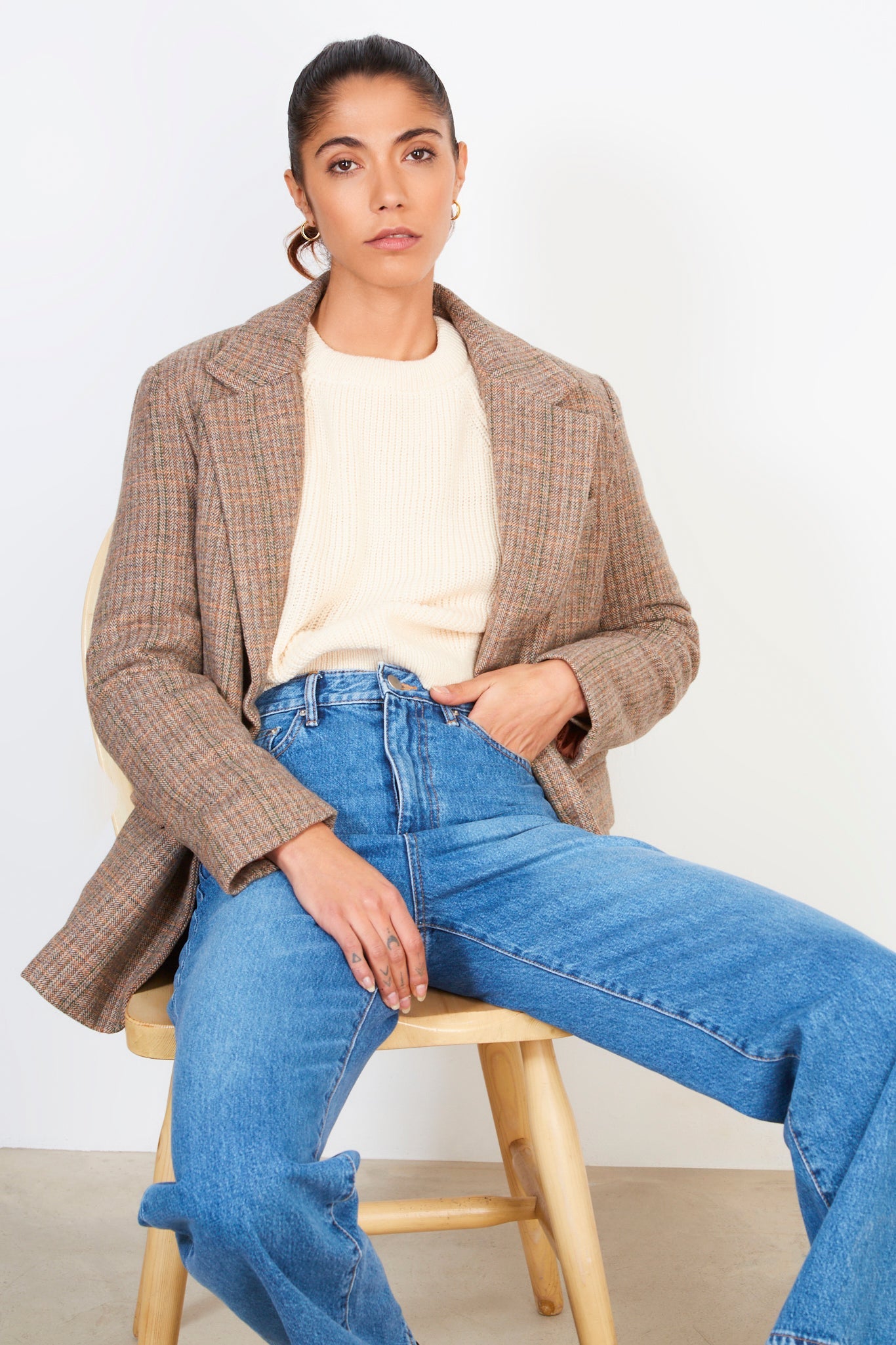 Brown herringbone blazer_6