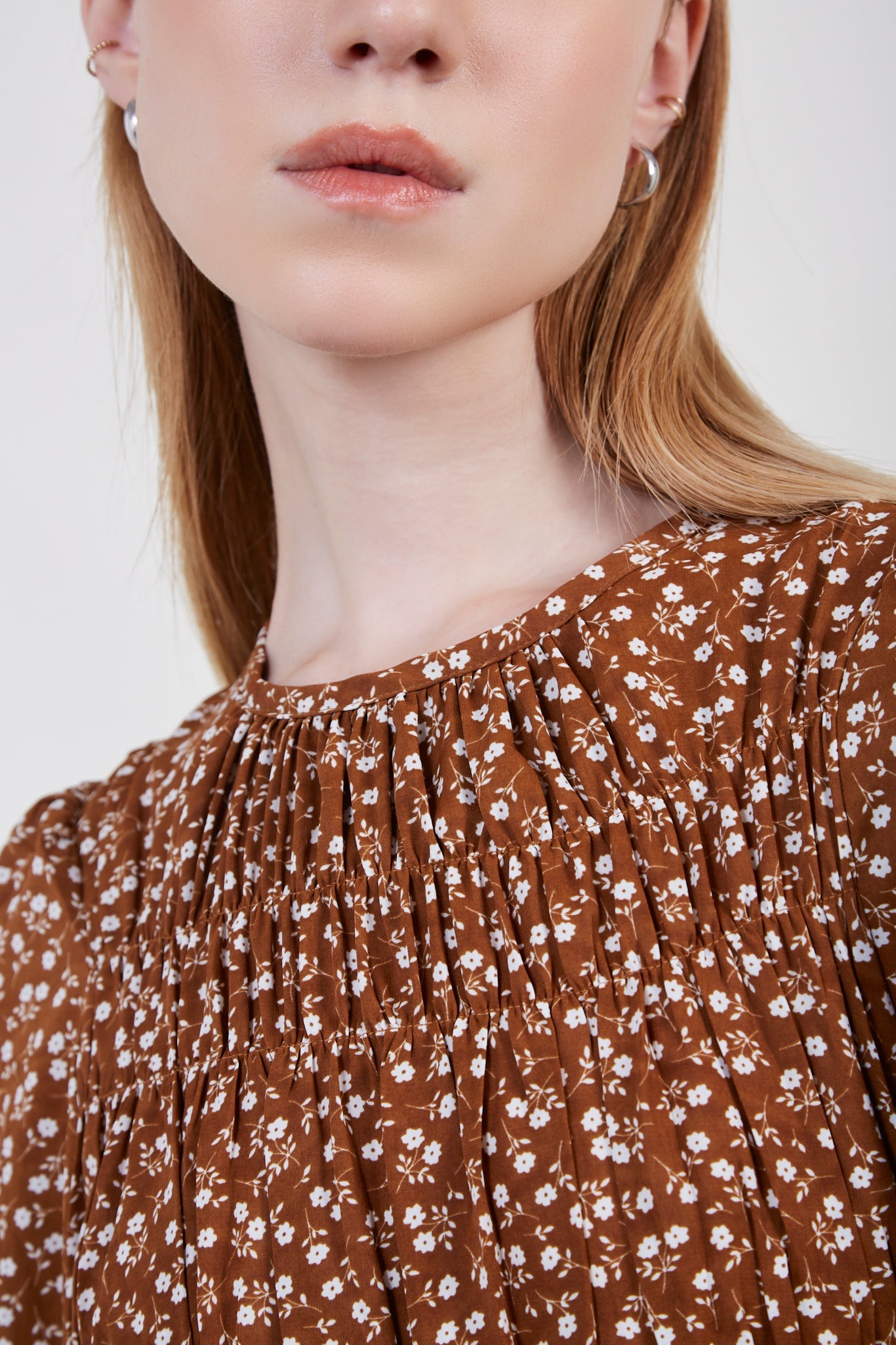 Brown floral tiered dress_4