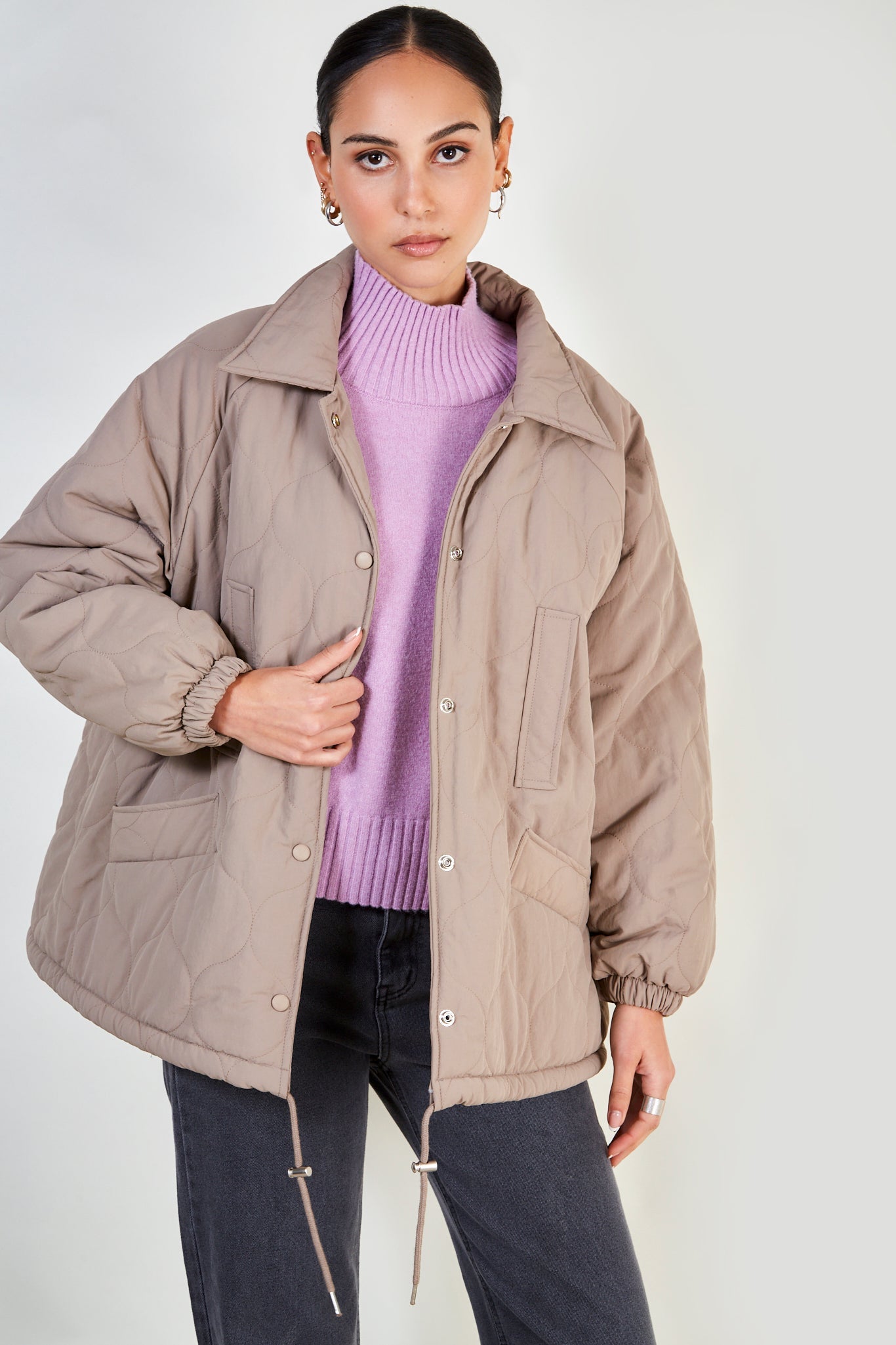 Brown teddy lined quilted jacket_3