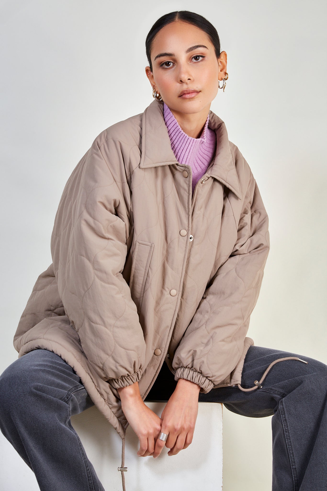 Brown teddy lined quilted jacket_6