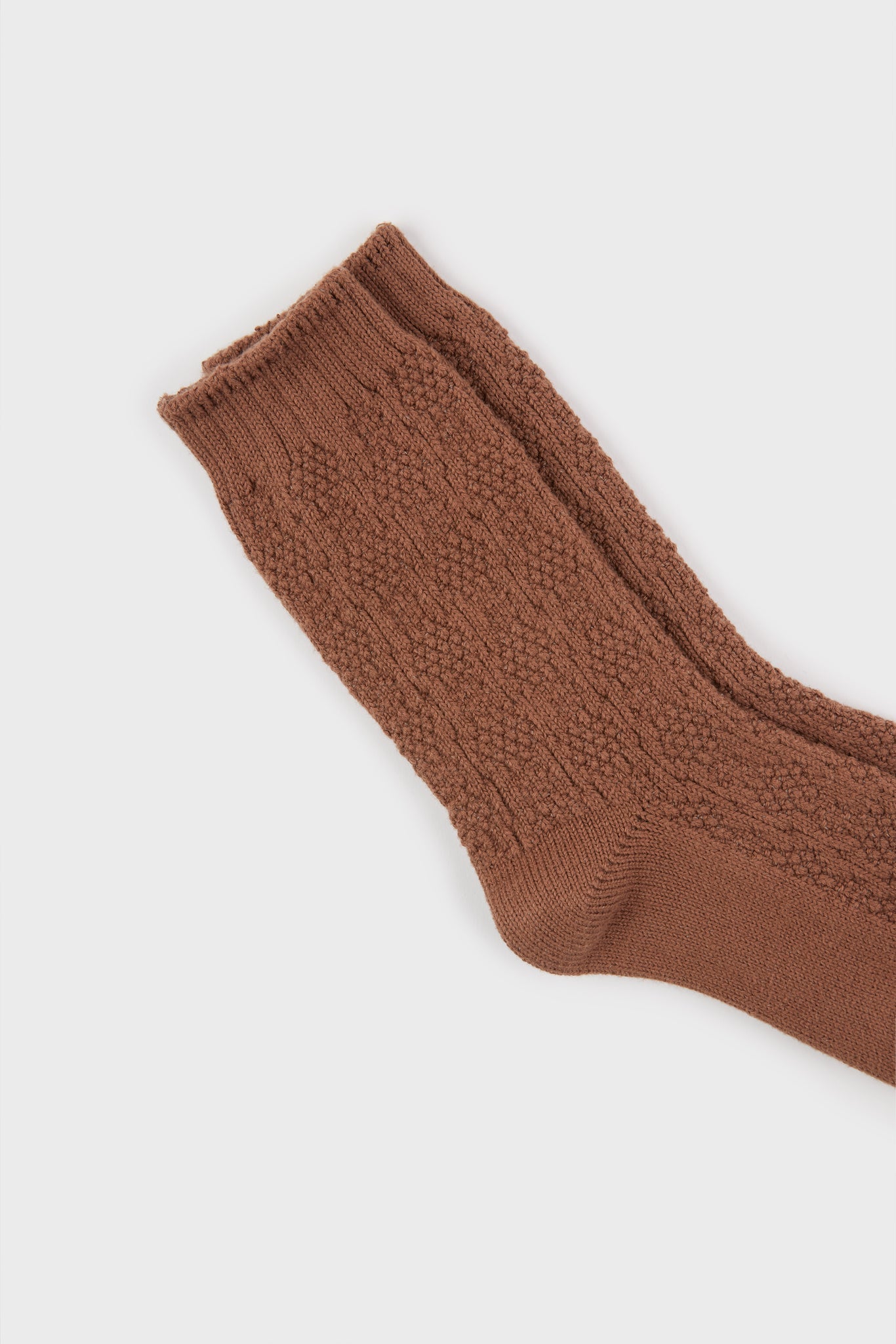 Brown textured cotton blend socks_3