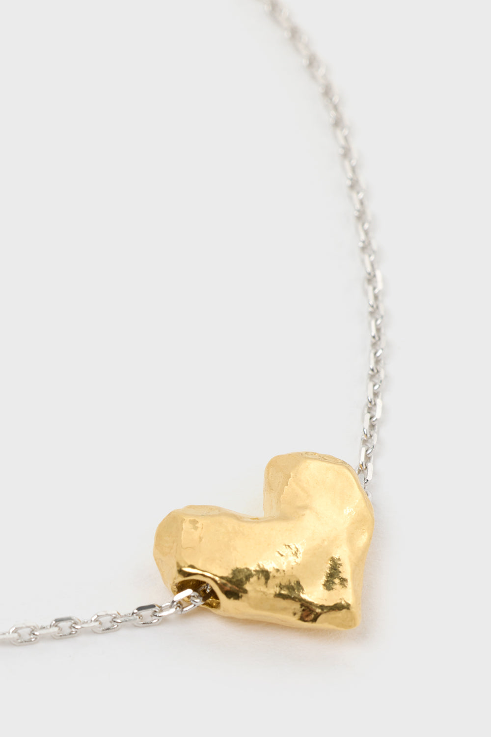 Brushed gold heart silver chain bracelet_3