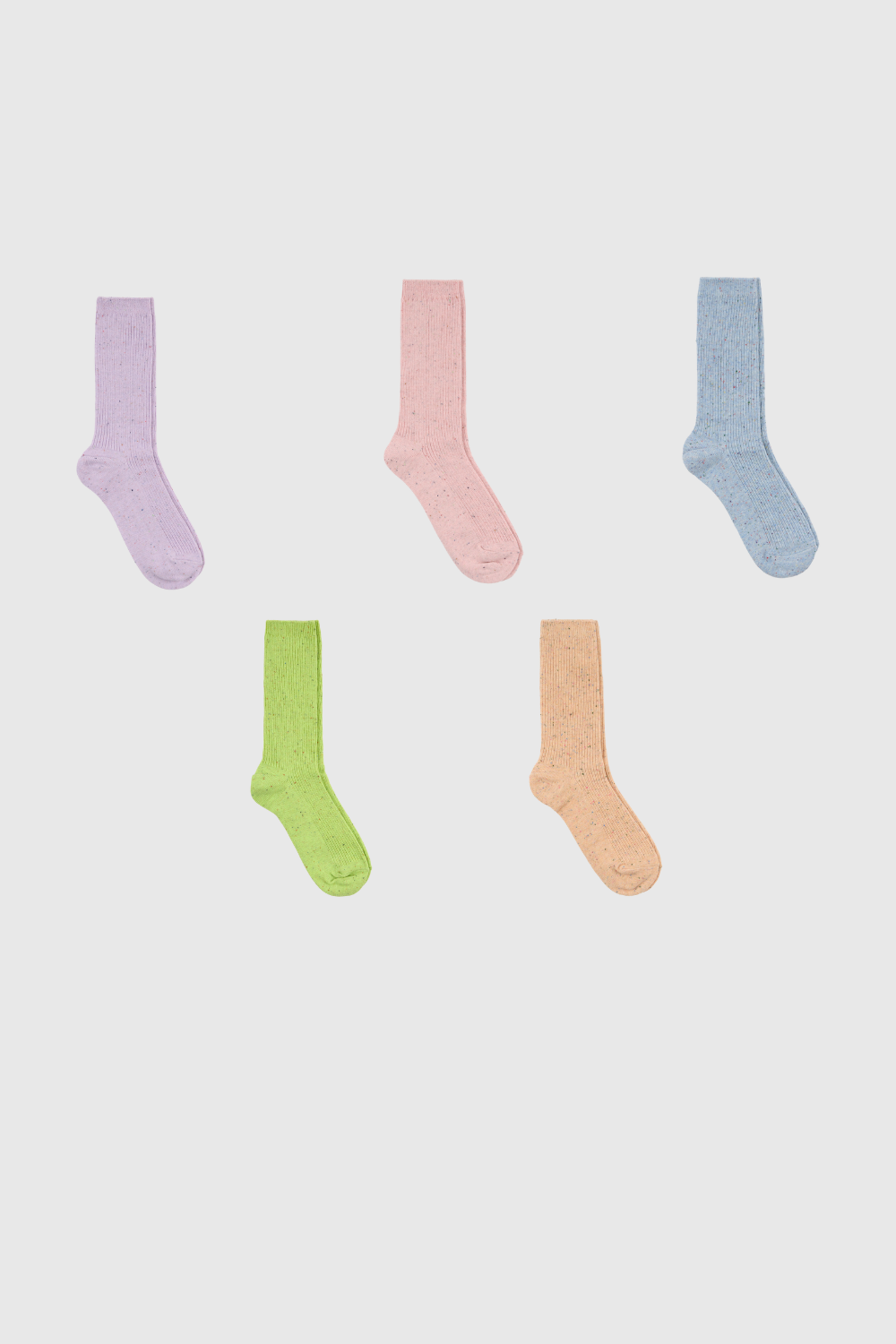 Pastel rainbow fleck ribbed socks - Set of 5_1