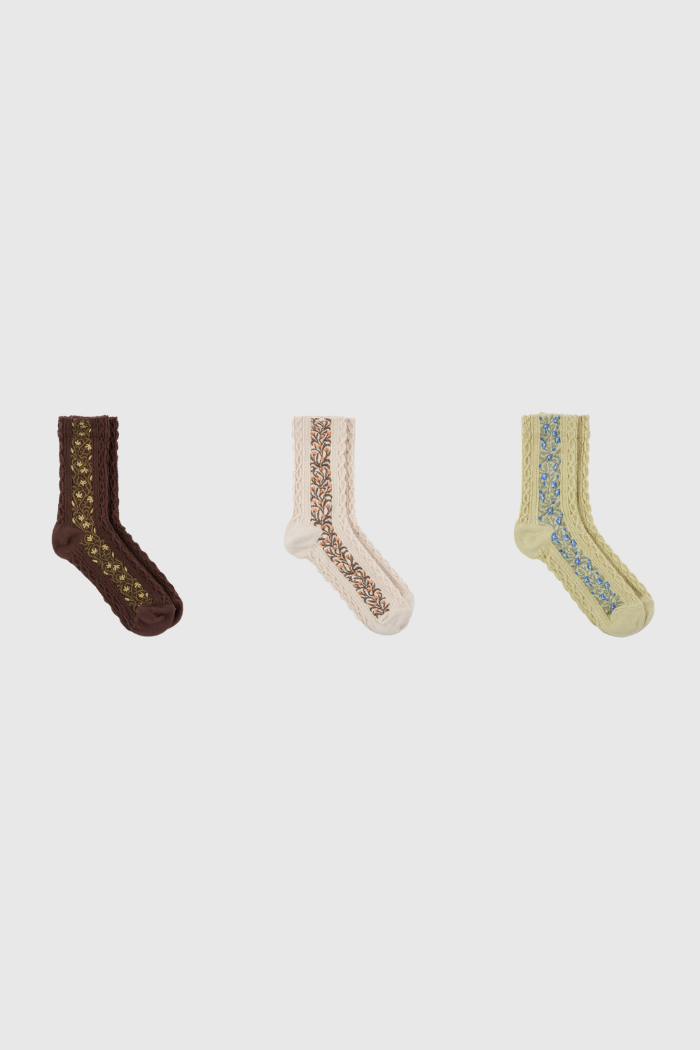Floral strip socks - Set of 3