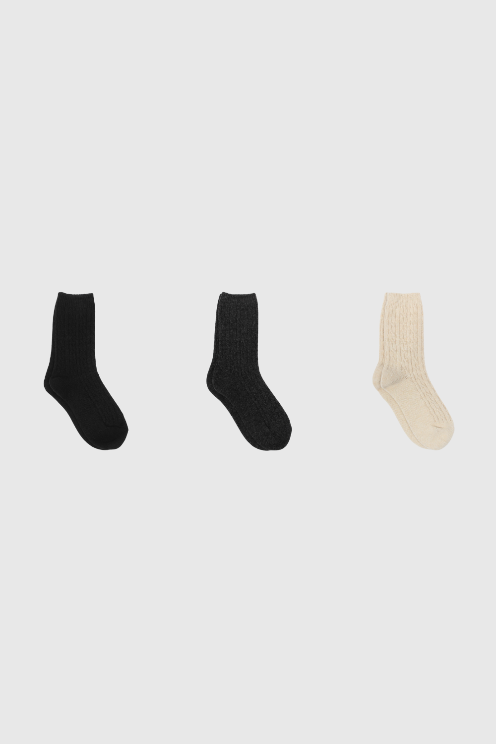 Wool blend cableknit socks - Set of 3