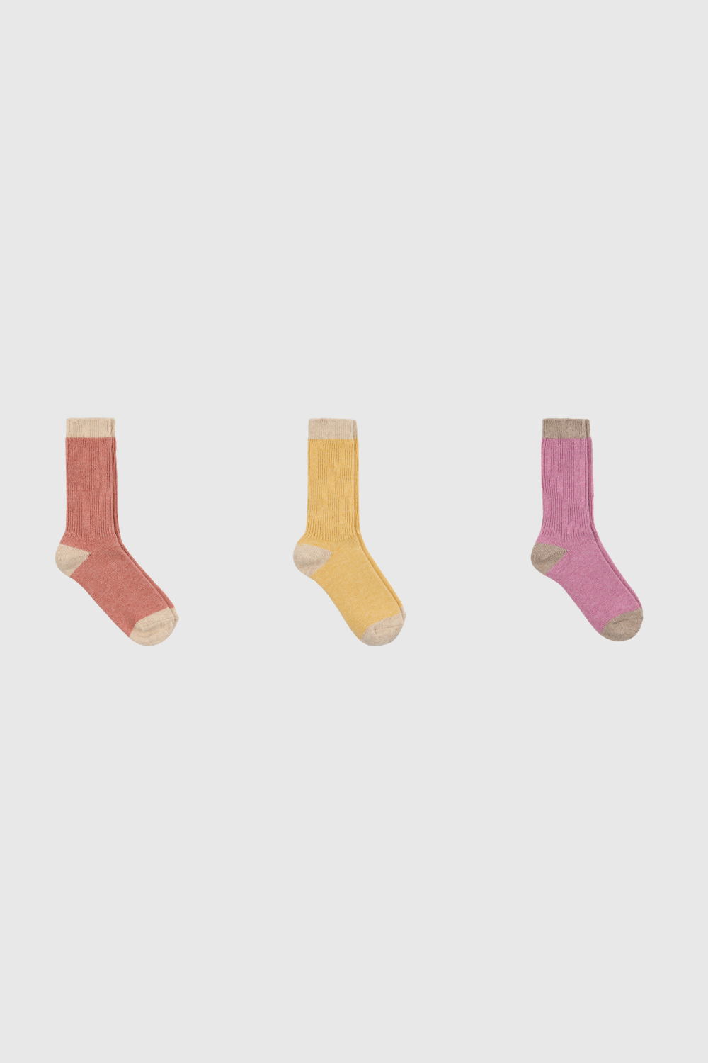 Contrast trim cashmere blend socks - Set of 3_1