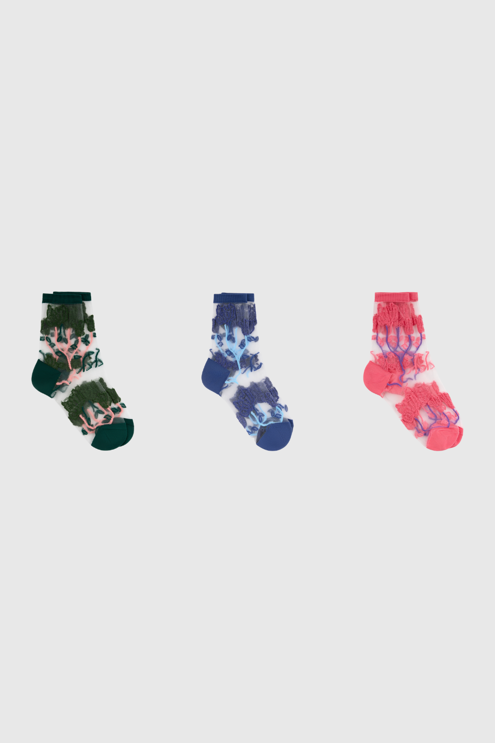 Sheer bold climbing flower socks - Set of 3