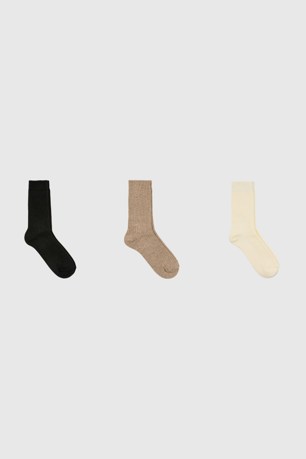 Ribbed cashmere wool blend socks - Set of 3_1
