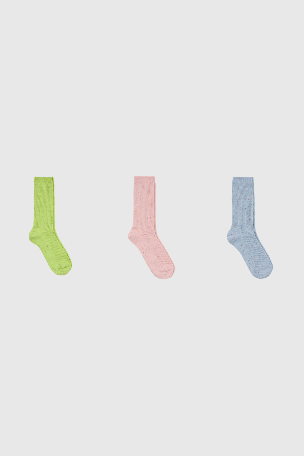 Bright rainbow fleck ribbed socks - Set of 3_1