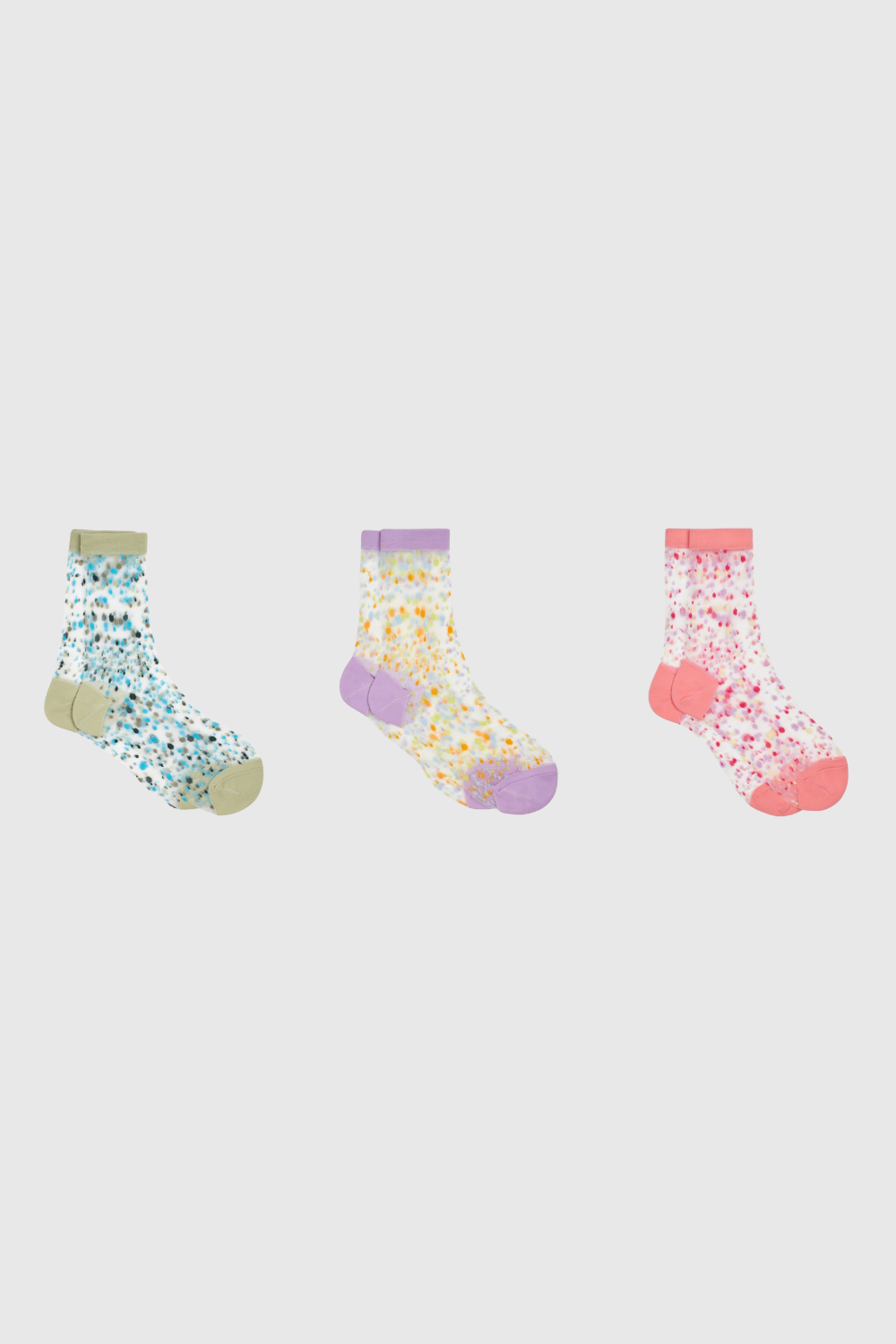 Sheer multicolour dot socks - Set of 3