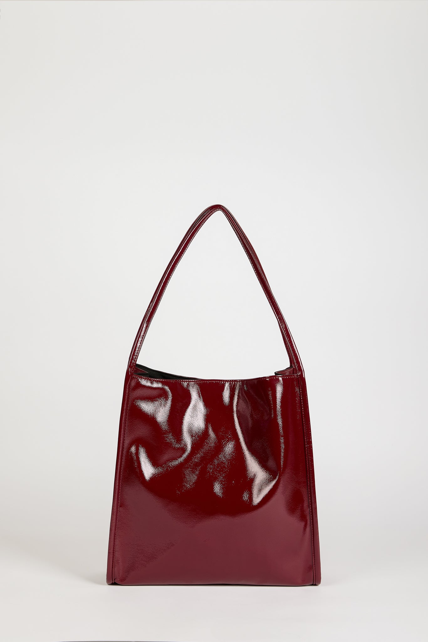 Burgundy high shine PVC tote bag_2