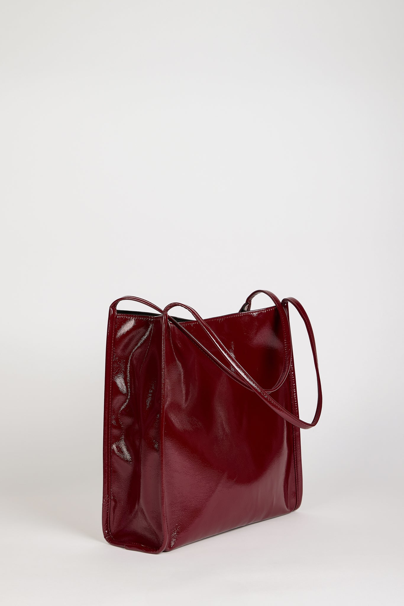 Burgundy high shine PVC tote bag_1