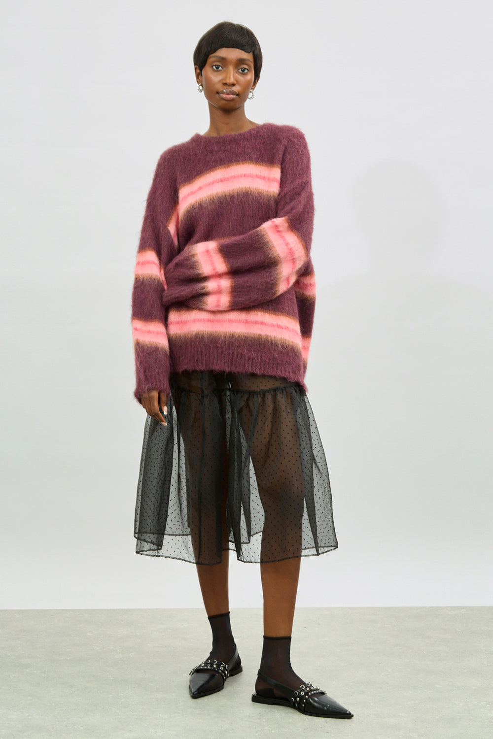 Burgundy pink and purple striped alpaca blend jumper_4