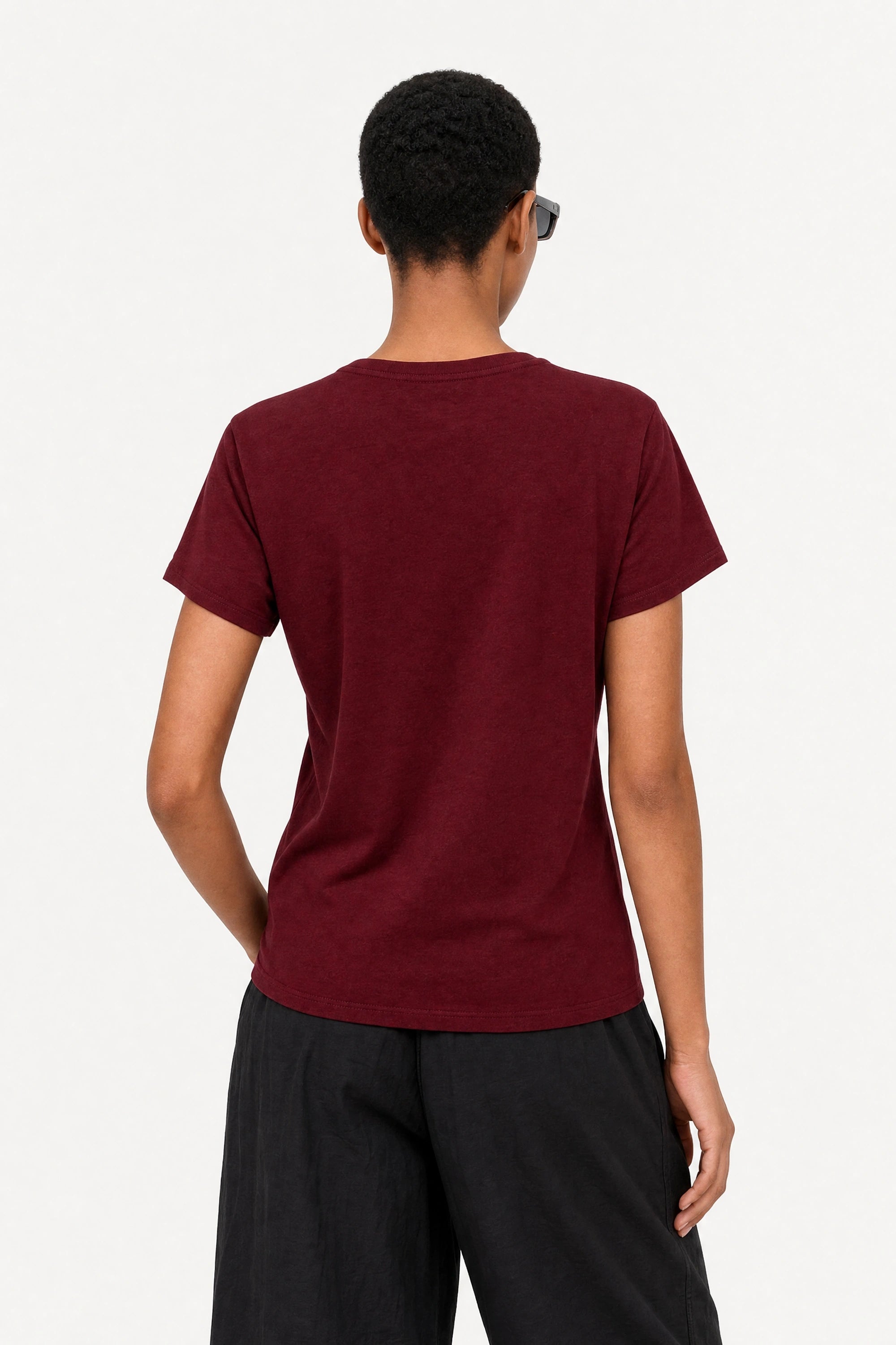 Burgundy semi sheer relaxed fit t-shirt_2