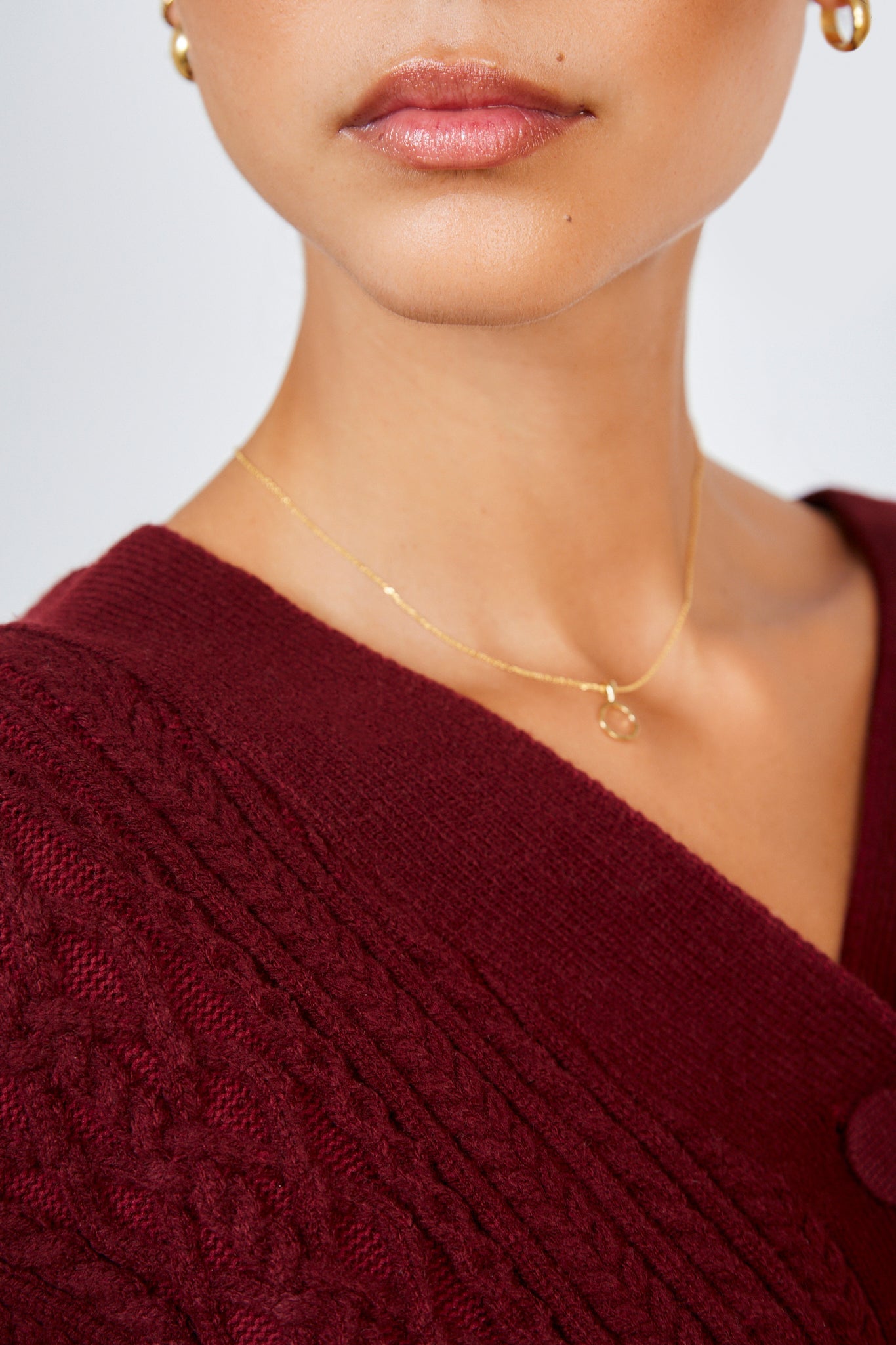 Burgundy chunky cableknit cardigan_4