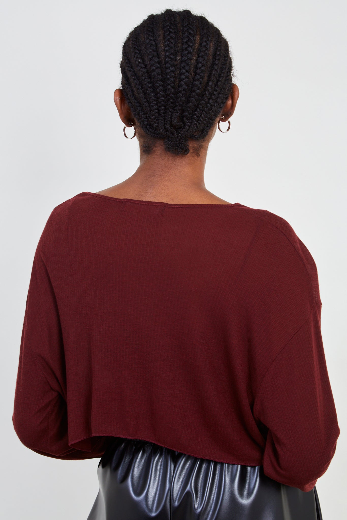 Burgundy ribbed semi sheer top_2